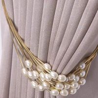 ♈✹☊ 2Pcs Pearl Curtain Tieback High Quality Holder Hook Buckle Clip Polyester Decorative Home Accessorie Factory Direct Sales