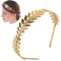 【YF】 Golden Leaf Hairband Headband Women Metal Wedding Gold Pearl Flower Leaves Hair Band Bridal Accessories