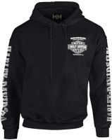 Harley-Davidson Mens Lightning Crest Pullover Hooded Sweatshirt, Black