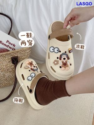 รองเท้าแตะผู้หญิงพื้นหนานุ่มรองเท้าแบบมีรูระบายรองเท้าแตะ Baotou บุคลิกเข้ากับทุกชุดได้อย่างลงตัวน่ารัก