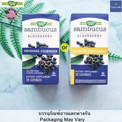 อัลเดอร์เบอร์รี่ Sambucus Immune, Standardized Elderberry 30 Lozenges เม็ดอม - Natures Way #Kosher