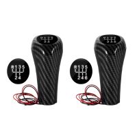 Carbon Fiber Manual Gear Shift Knob W/LED White Backlight Leather Shifter Lever for E46 E90 E91 E92 X1 X3 X5