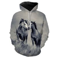 Sudadera con capucha para hombre, suéter de manga larga con estampado 3D de unicornio, caballo, Animal, talla grande, novedad de 2023