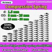 65Mn Wire Diameter 1.5mm Cylidrical Coil Compression Spring Return Compressed Springs Release Pressure Spring Steel Coils 5 Pcs Food Storage  Dispense