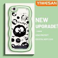 YIWESAN เคสสำหรับ5A Xiaomi Redmi 4A เคส6A ลายการ์ตูนสีดำถ่านหินดีไซน์ใหม่ขอบเป็นลอนเคสโปร่งใสลายกล้องถ่ายรูปเคสมือถือนุ่มเรียบง่ายปลอกป้องกันอ่อนโยน