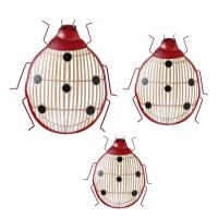 Ladybug Wall Decor 3PCS Outdoor Garden Handmade Animal Ornament Portable Crimson Yard Art for Fence Lovely Home Decorations for Lawn Porch Backyard physical