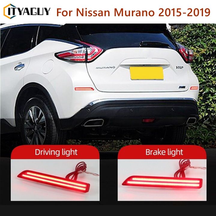 กันชนหลังตกแต่งโคมไฟสะท้อนแสง-led-ไฟเบรกสำหรับ-nissan-murano-2016-2018