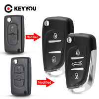 KEYYOU สำหรับ Peugeot 207 307 407 408สำหรับ Citroen C4 C2รถ Remote Key Shell 23ปุ่มดัดแปลง Filp CE0536 HU83VA2ใบมีด