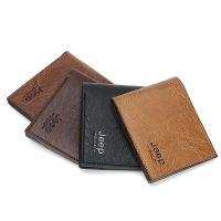 Mens Wallet Solid Color Retro Wallet Short Clutch Bag PU Leather Business Card Holder Coin Purse Money Clip with Jeep Letter Wallets