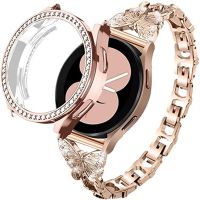 Bling Case + Bracelet for Samsung Galaxy Watch 4 Band 44mm 40mm Stainless Steel Women Strap for Galaxy Watch 4 Classic 46mm 42mm Straps