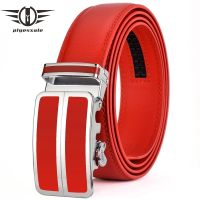 Men Red Color 3.5cm Width Cow Leather Strap High Quality Automatic Buckle Belts for Men Brand Luxury Designer Belts Man B995 Belts