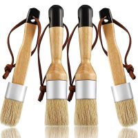 Chalk and Wax Brushes Include Flat and Round Chalked Paint Brush with Bristles Multi-Use Brushes(4 Pieces)