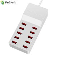 เดสก์ท็อป FEBRAIN โทรศัพท์มือถือชาร์จแบบเร็ว50W ที่ชาร์จ USB สมาร์ท10พอร์ต