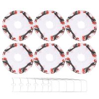 6 Pack 12Inch Flowers Paper Lantern White Round Chinese Japanese Paper Lamp for Home Wedding Party Decoration