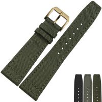 “：{ For IWC Engineer Nylon Watch Strap Waterproof Canvas Fold Buckle Cowhide Underskin Army Green Blue Black 20 21 22Mm Watchbands