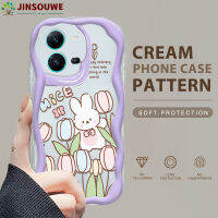 คลังสินค้าพร้อมเคสมือถือเคสสำหรับ Vivo V25E เคสมือถือสำหรับการ์ตูนเด็กหญิงเด็กชายดอกไม้เนื้อครีมขอบลอนปกอ่อน