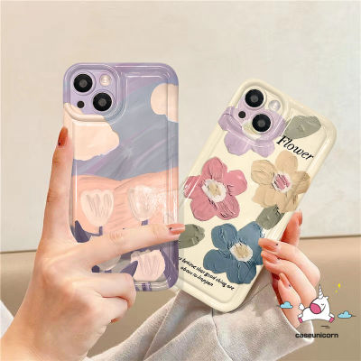 เคส Redmi Note 8 10 11S 11 10S 9 12C Redmi 10C9 10 9T 9C NFC A1 10A 9A Note9 Note10 POCO F4 Note11ศิลปะสดภาพดอกไม้สีน้ำมันดอกทิวลิปรองรับการกระแทก TPU นุ่มกันกระแทกเคสลายดอกไม้