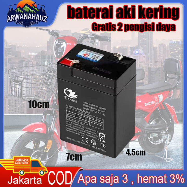 (COD) aki kering 6 volt / Aki 6v 4.5ah / aki mainan motor anak / aki