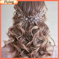 FLYING Girls แฮนด์เมด Tiara แถบคาดศีรษะคริสตัลเครื่องประดับศีรษะสีขาวสำหรับเจ้าสาว Rhinestone ที่รัดผม Tiara เครื่องประดับ