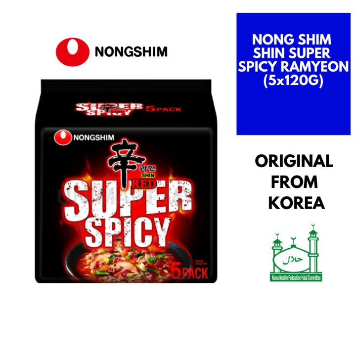 [korea Imported] Nong Shim Shin Super Spicy Ramyun 5x 120g Korean