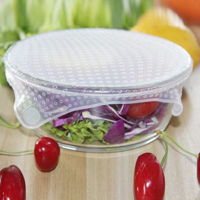 3/4Pcs/lot Reusable Silicone Wrap Seal Food Fresh Keeping Wrap Lid Cover Stretch Vacuum Food Wrap Kitchen Tools