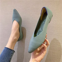 Woman Knit Pointed Shoes Womens Flat Shoes Ballet Shoes Mixed Color Shoes Soft Pregnant Shoes Zapatos De Mujer Moccasin 43