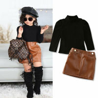 2 Pcs Warm Knitted Sweater Tops Long Sleeve Mini Skirts Outfit Toddler Kids Baby Girl Clothes Set Clothing 18 Months-5 Years