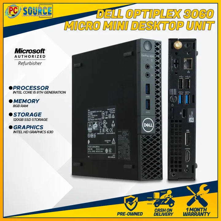 Dell Optiplex 3060 Micro Mini Desktop Unit | Intel Core i5-8th Gen, 8GB  RAM, 120GB