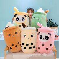 【A Great】 MilkPlushie ยักษ์ KawaiiCup PlushSoft ยัดไส้สีชมพูสตรอเบอร์รี่รสชาติถือ PillowBubo CushionFor สาวๆ