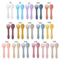 2 PCS/set Baby Training Short Handle Fork Spoon Kit for Infant Learning Eat Bowl Fork Spoon Sets