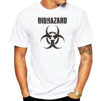 เสื้อยืดโลโก้คลาสสิกของ Biohazard เมนเสื้อยืดสีขาว (สีขาว)