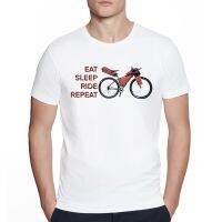 Hipster Classic Tops Fashion Bike Packing Print Eat Sleep Ride Repeat Classic Men T-Shirt Vintage Print Tshirts Short Sleeve Tee