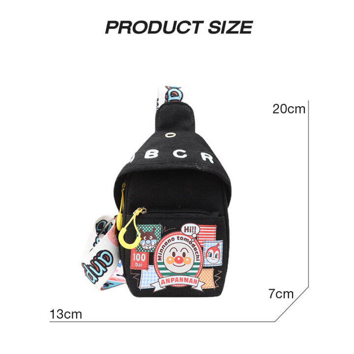 thera-กระเป๋ากระเป๋าเอกสารผ้าแคนวาสสำหรับเด็กลายการ์ตูนสุดน่ารักกระเป๋าคาดหน้าอกของเด็ก