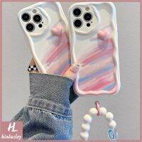 เคสสร้อยข้อมือสายคล้องมือหัวใจสีรุ้ง3D สเตอริโอเข้ากันได้กับ IPhone 7Plus 13 11 14 12 Pro Max XR 8 7 6S Plus X XS Max SE 2020 3D ฝาครอบขอบโค้งหยัก