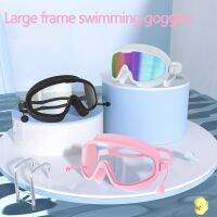 Big-frame Swimming Goggles Earplug 2 in 1 Set Electroplated Lens Adults Men Women HD Antifog Waterproof Swim Glasses