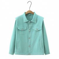 Large Size XL-4XL Womens Turn Down Collar Cotton&amp;Denim Autumn New Jackets Long Sleeved Fashion A-line Female Outerwear