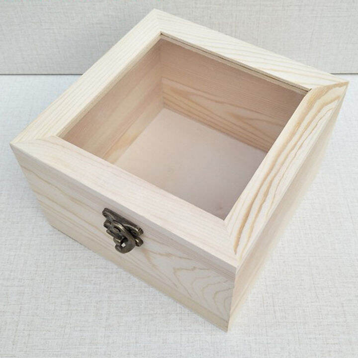 wdclever-natural-plain-wooden-box-unpainted-wood-storage-case-glass-lid