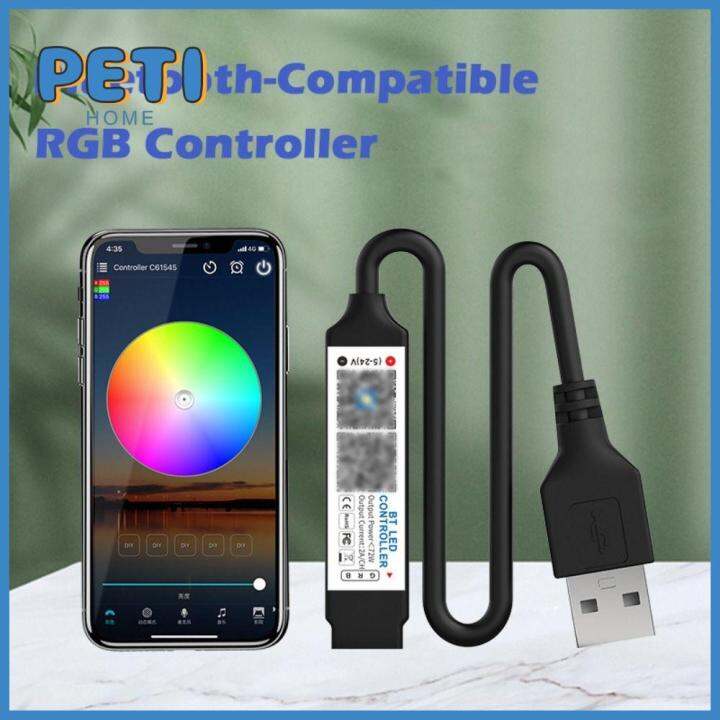 PETIHOME USB 5V RGB Bluetooth Controller APP Music Control RF Remote