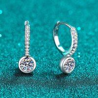 Smyoue 0.5ct D Color Moissanite Hoop Earrings for Women Hypoallergenic Jewellery 925 Sterling Silver Plated White Gold Earrings