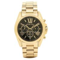 นาฬิกาผู้หญิง MICHAEL KORS Mid-Size Bradshaw Chronograph Black Dial Gold-tone Ladies Watch MK5739