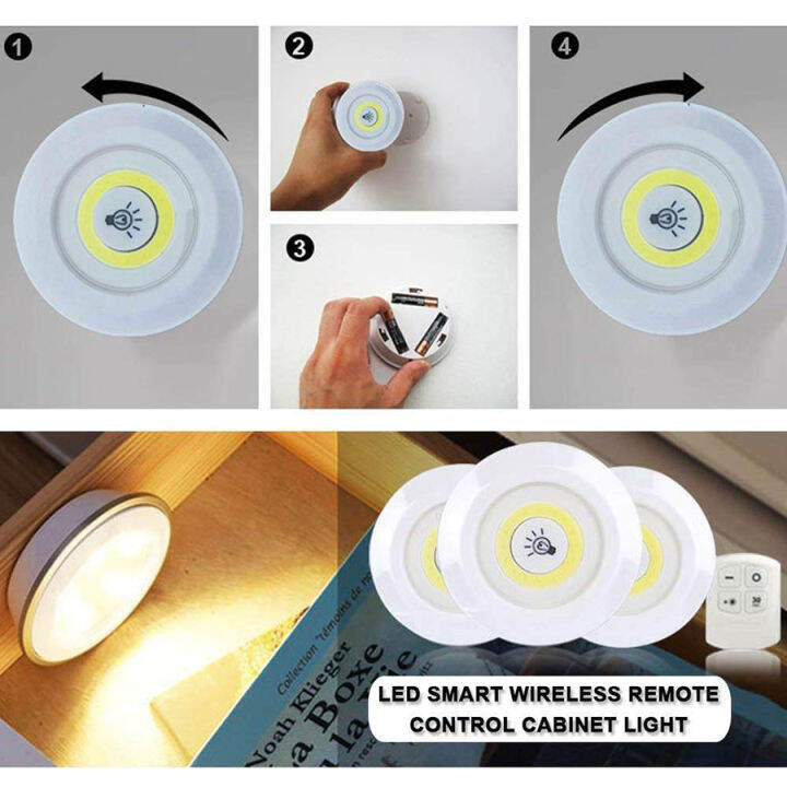 หลอดไฟled-ติดผนังใส่ถ่านaaa-รุ่นไร้สาย-พร้อมรีโมทเปิด-ปิดไฟ-1-เซ็ทได้-3-อัน-ไฟติดผนัง-ไฟติดห้องนอน-ไฟทางเดิน-ทรงกลม-led-lights-with-remote-control