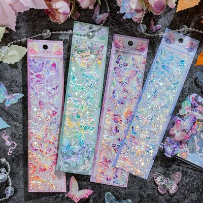 4PCS Stereoscopic Laser Butterfly Decorative Stickers Retro Diy Handbook Material Scrapbooking Label Diary Journal Planner Stickers Labels