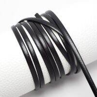 Kabel kulit lembut hitam 3.8x1.8mm Strip kulit jahitan tekstur Litchi halus rantai pinggang pembuatan anting-anting kalung