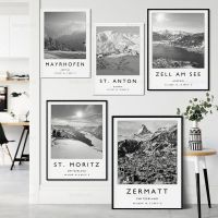 Vintage Ski Photo Print Austria Skiing Black And White Poster Winter Sport Skiing Canvas Painting Wall Picture Living Room Decor