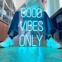 การค้าต่างประเทศ GOOD VIBES ONLY ตัวอักษรเรืองแสง led ไฟนีออนสารภาพบรรยากาศไฟตกแต่งอีคอมเมิร์ซข้ามพรมแดน