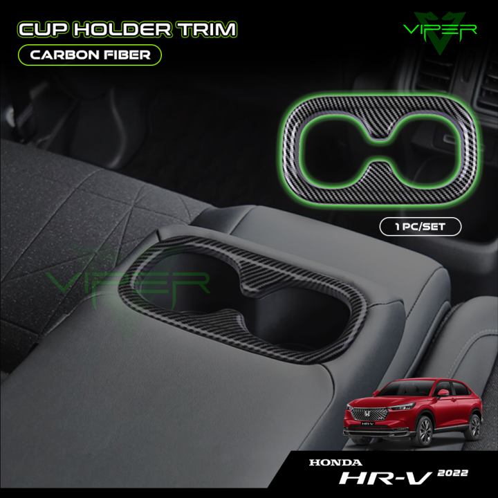 Honda HRV 2022 2023 Carbon Fiber Rear Cup Holder Armrest Trim Cover