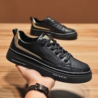 COD DSFGRTUTYIII New Fashion Men Black Rubber Shoes Low Cut Sneakers Student Comfort Casual Shoes