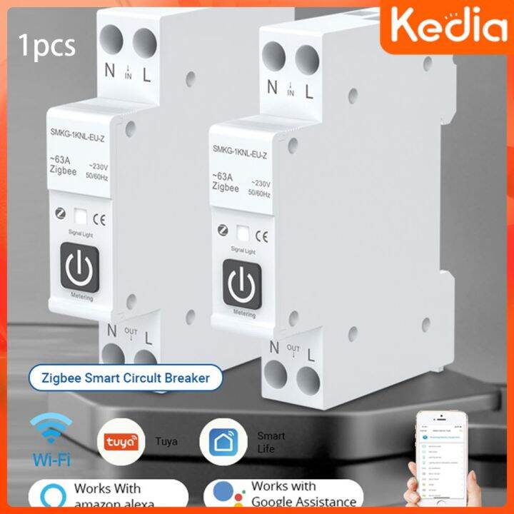 [Kedia] TUYA ZigBee Smart Circuit Breaker With Metering 1P 63A DIN Rail ...