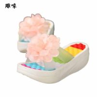 2023 Women Sandals Slippers Flower Colorful Summer Platform Bath Slippers Wedge Beach Flip Flops High Heel Slippers Slide Shoes