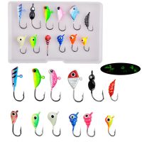 12Pcs Winter Ice Fishing Lure ice jigs for Crappie Bass Panfish 1.2g-2.6g Artificial bait Hard Jig Head Hooks Fishing Kit